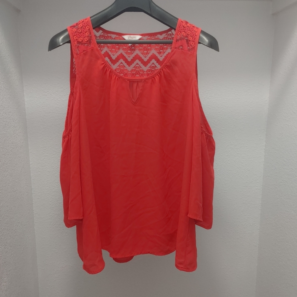 Candie's XL Coral Cold Shoulder Blouse